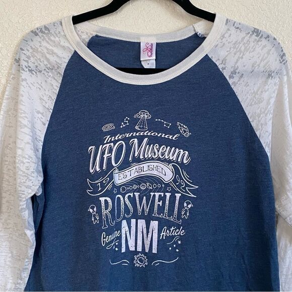 Vtg Graphic UFO Roswell International UFO Museum Raglan Baseball T Shirt Sz M - Picture 3 of 8